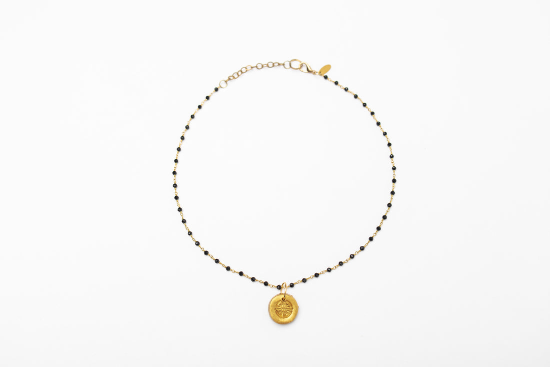 Black Chain with Tiny Deborah Cross