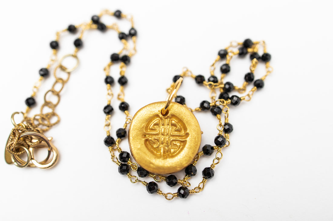 Black Chain with Tiny Deborah Cross