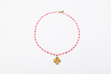 Pink Jade Chain with Tiny Gardenia