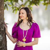 34" Freshwater Pearls with Anna Pearl Cross