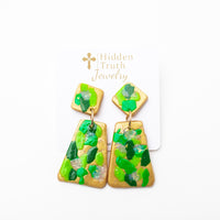 Green Multi Confetti Dangles