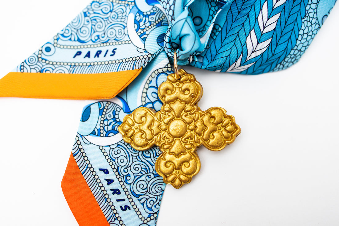 Blue Scarf with Andrea Cross