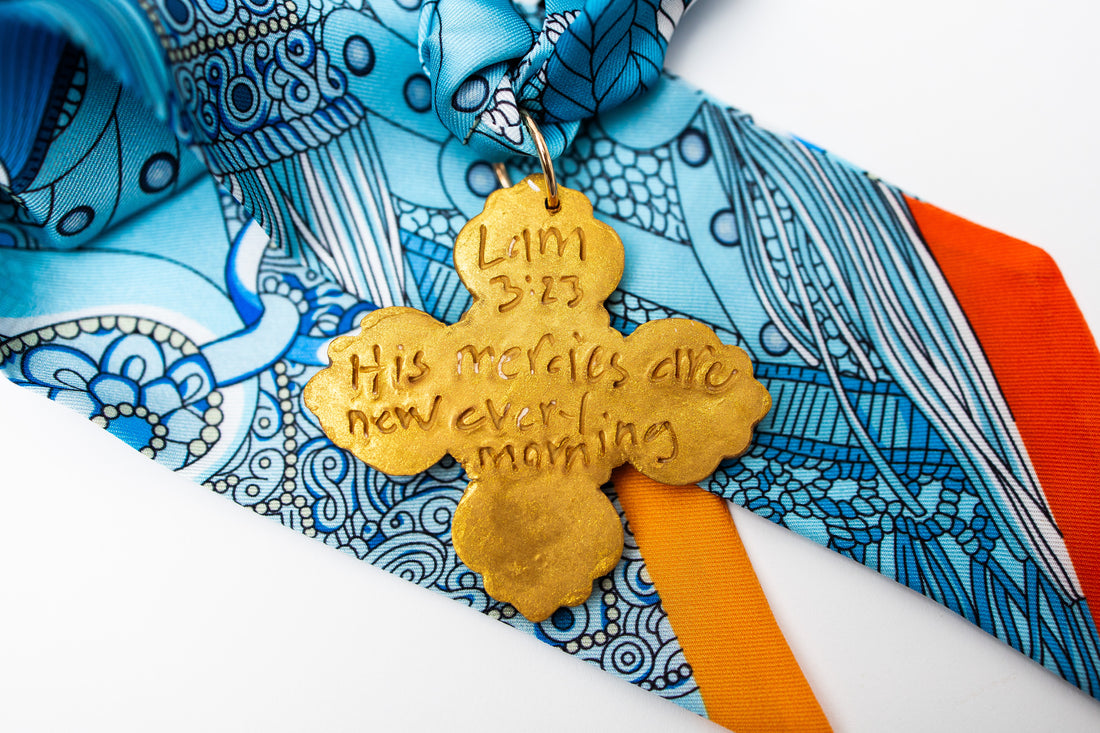 Blue Scarf with Andrea Cross