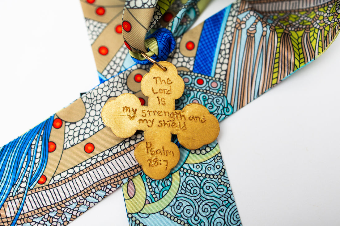 Multicolored Scarf with Megan Cross