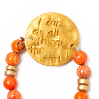 Orange Sea Jasper with Tiger Paw Bracelet