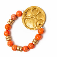 Orange Sea Jasper with Tiger Paw Bracelet