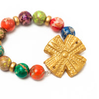 Multicolored Sea Jasper with Rachel Cross Bracelet