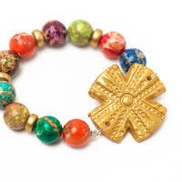 Multicolored Sea Jasper with Rachel Cross Bracelet