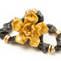 Smokey Quartz with Camellia Blossom Necklace