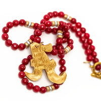 Crimson Jade with Silver & Gold A Necklace