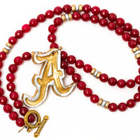 Crimson Jade with Silver & Gold A Necklace