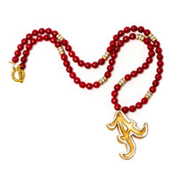 Crimson Jade with Silver & Gold A Necklace