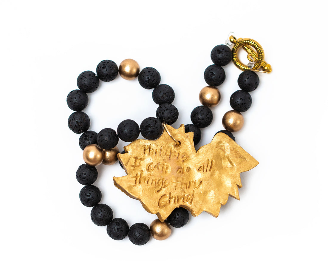 Black Lava with Gamecock Necklace (Short)