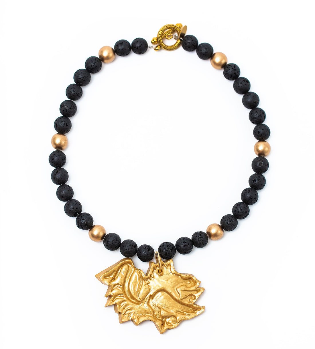 Black Lava with Gamecock Necklace (Short)
