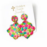 Pink, Turquoise & Green Confetti Dangles