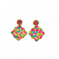 Pink, Turquoise & Green Confetti Dangles