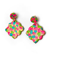 Pink, Turquoise & Green Confetti Dangles