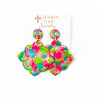 Pink, Turquoise & Green Confetti Dangles