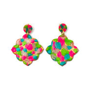 Pink, Turquoise & Green Confetti Dangles