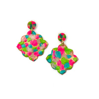 Pink, Turquoise & Green Confetti Dangles