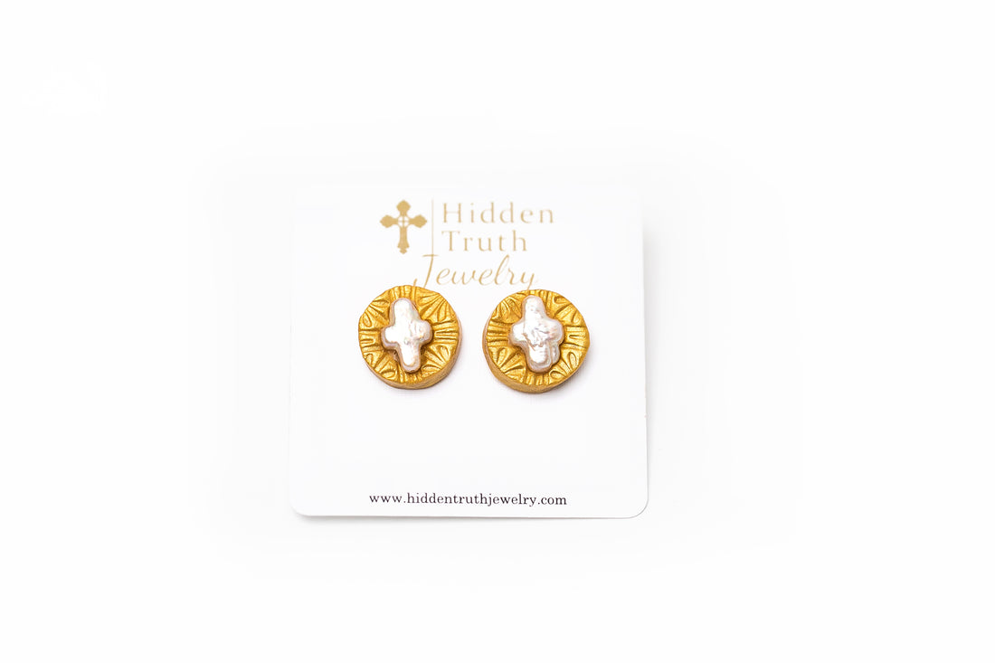 Mother of Pearl Cross Studs