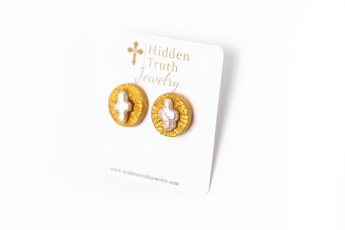 Mother of Pearl Cross Studs