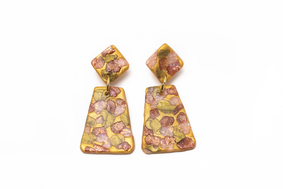 Gold, Rose Gold, Bronze & Opal Double Dangles