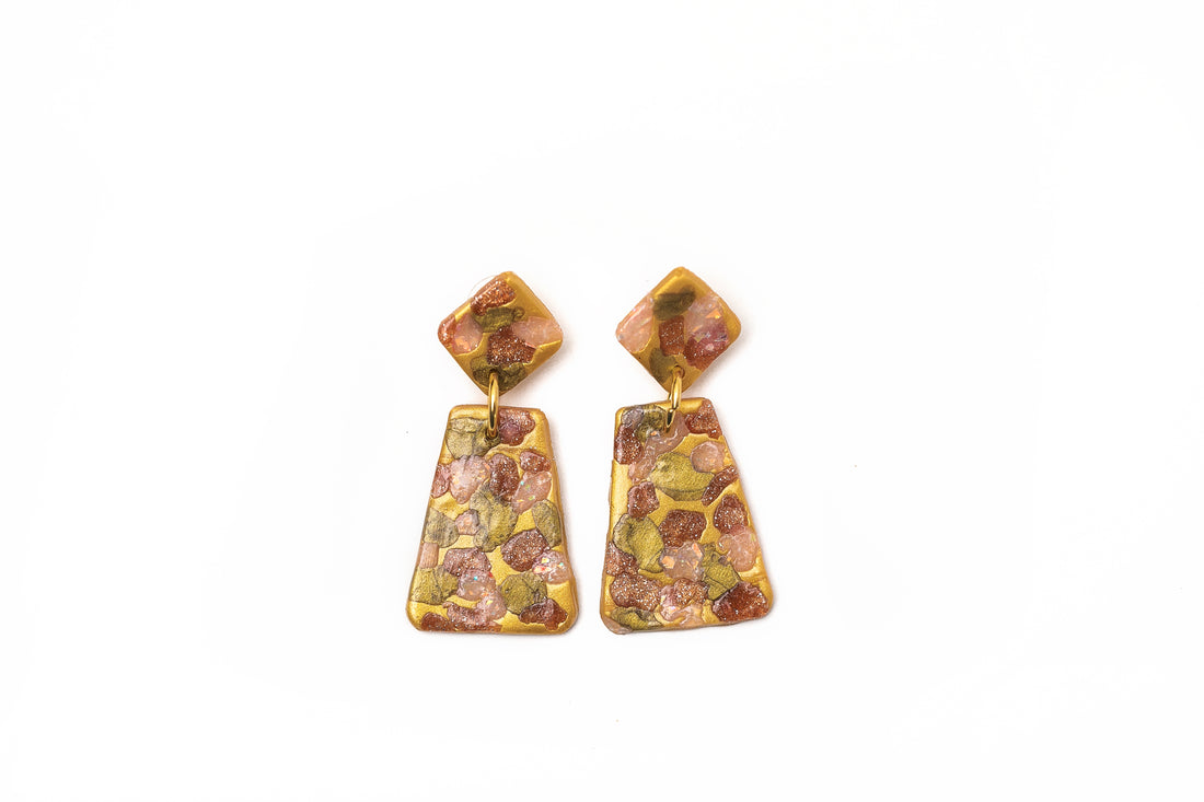 Gold, Rose Gold, Bronze & Opal Double Dangles