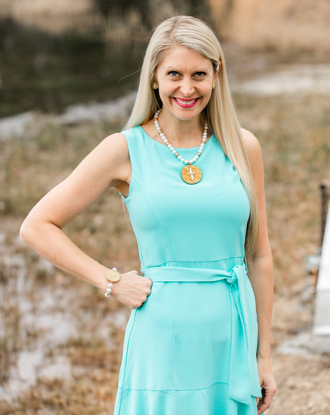 Pearl with Victory Cross Bracelet