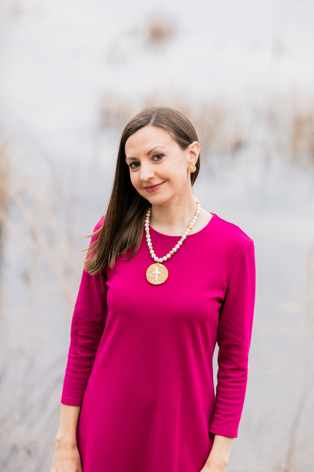 Mother of Pearl Cross Studs