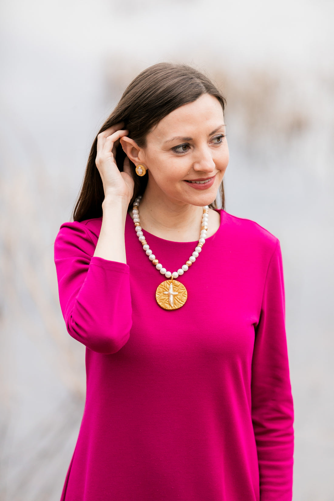 Mother of Pearl Cross Studs