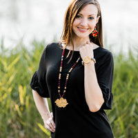 Garnet & Black Double Dangles