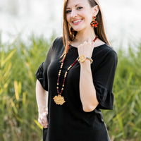 Garnet & Black Double Dangles
