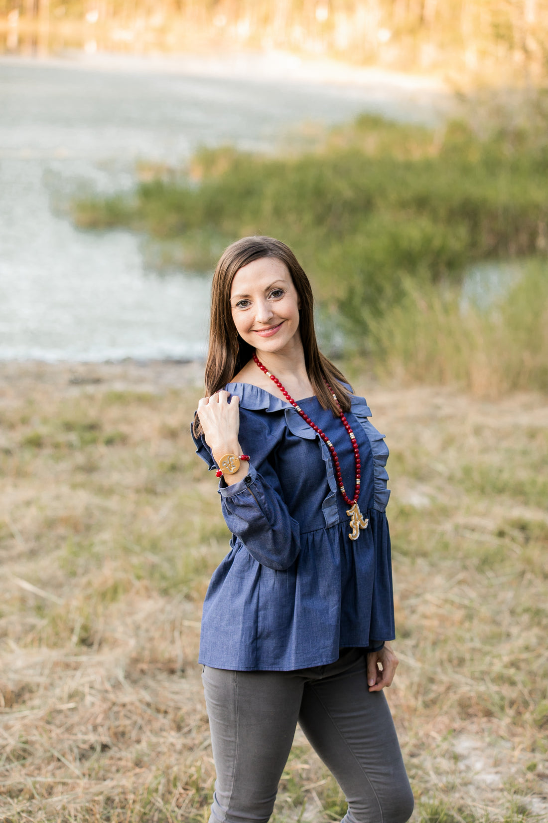 Crimson Jade with Silver & Gold A Necklace