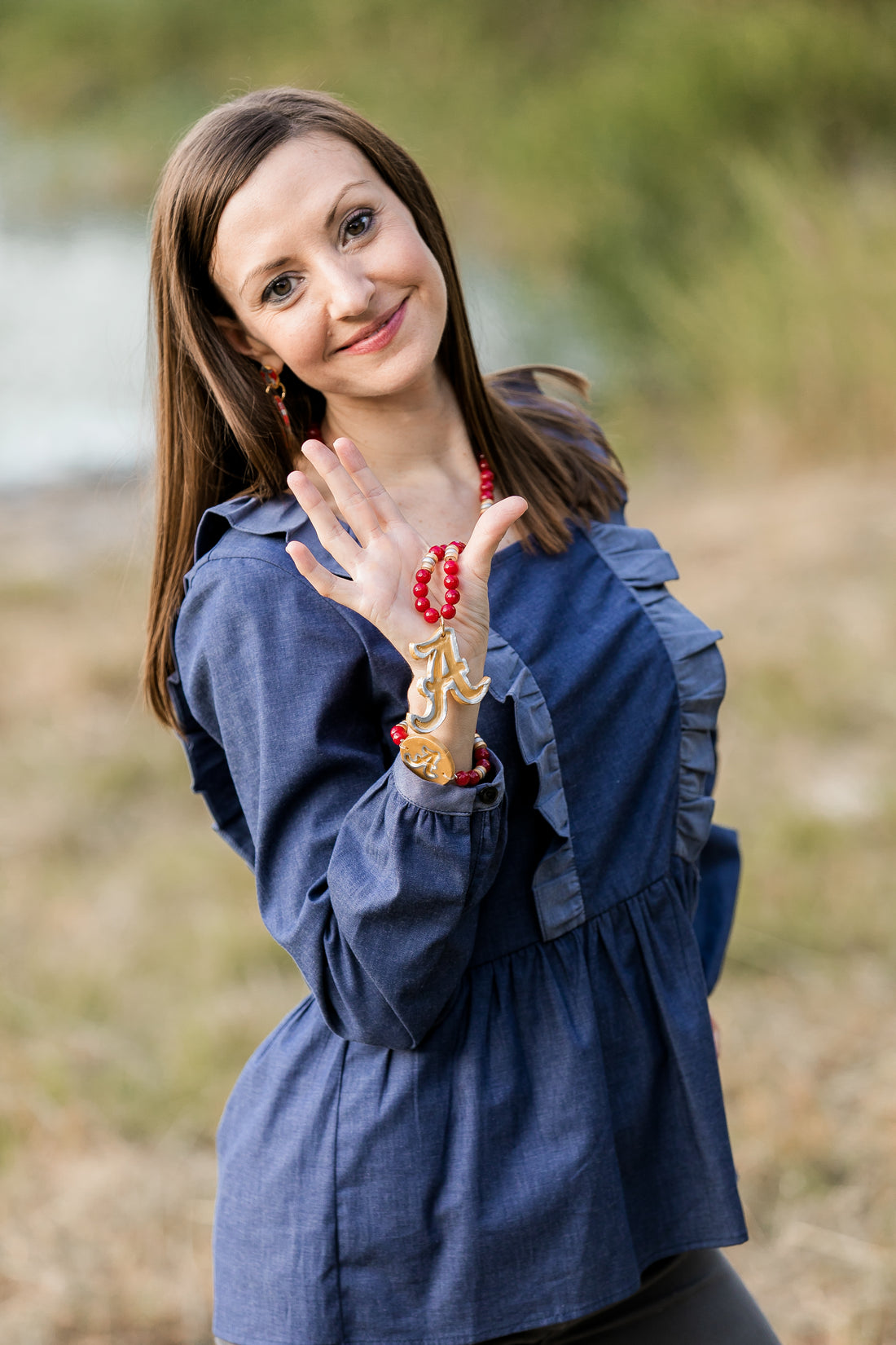 Crimson Jade with Silver & Gold A Necklace
