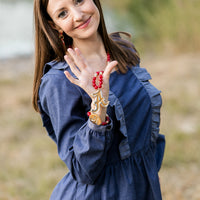 Crimson Jade with Silver & Gold A Necklace