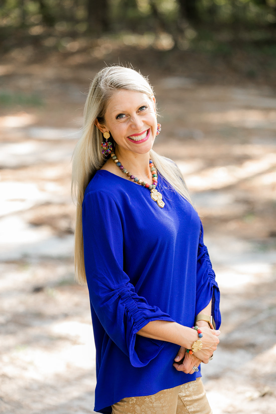 Multicolored Sea Jasper with Rachel Cross Bracelet