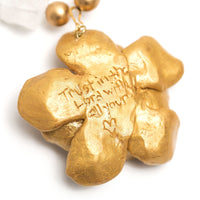 Raw Clear Quartz Rocks on Camellia Blossom Necklace