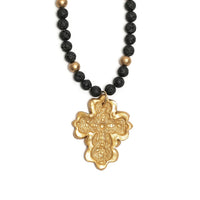 Black Lava with Cherrie Cross Necklace