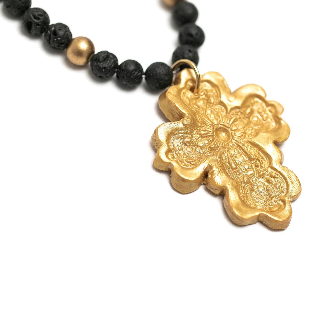 Black Lava with Cherrie Cross Necklace