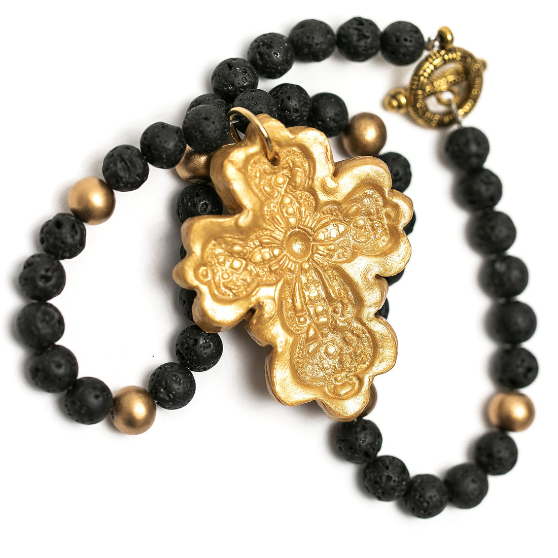 Black Lava with Cherrie Cross Necklace