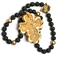 Black Lava with Cherrie Cross Necklace