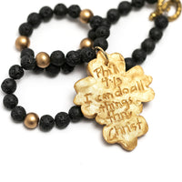 Black Lava with Cherrie Cross Necklace