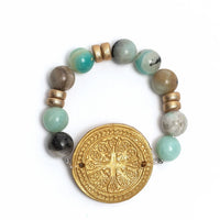 Stretch Matte Amazonite with Truth Cross Bracelet