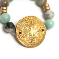 Stretch Matte Amazonite with Truth Cross Bracelet