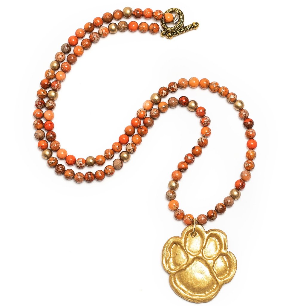 Orange Sea Sediment Jasper with Tiger Paw