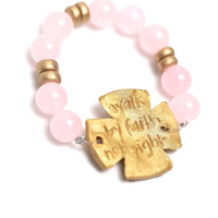 Light Pink Jade with Rachel Cross Bracelet