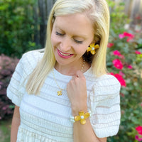 Pearl Double Strand with Dogwood Flower Bracelet