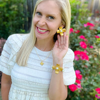 Large Dogwood & Pearl Stud Earrings