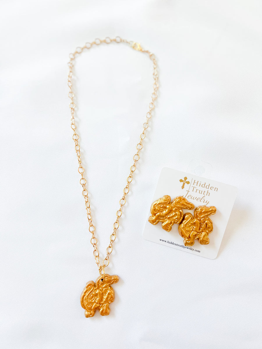 Gold Plated Figure 8 Chain with Gator Necklace